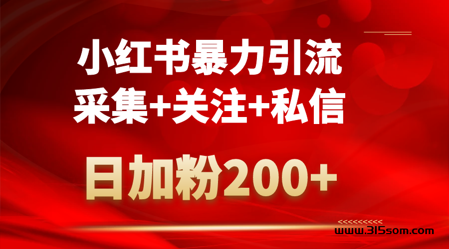 全zi洞日加粉200+，小红书精准引流（采集+关注+私信） - 首码项目网-首码项目网