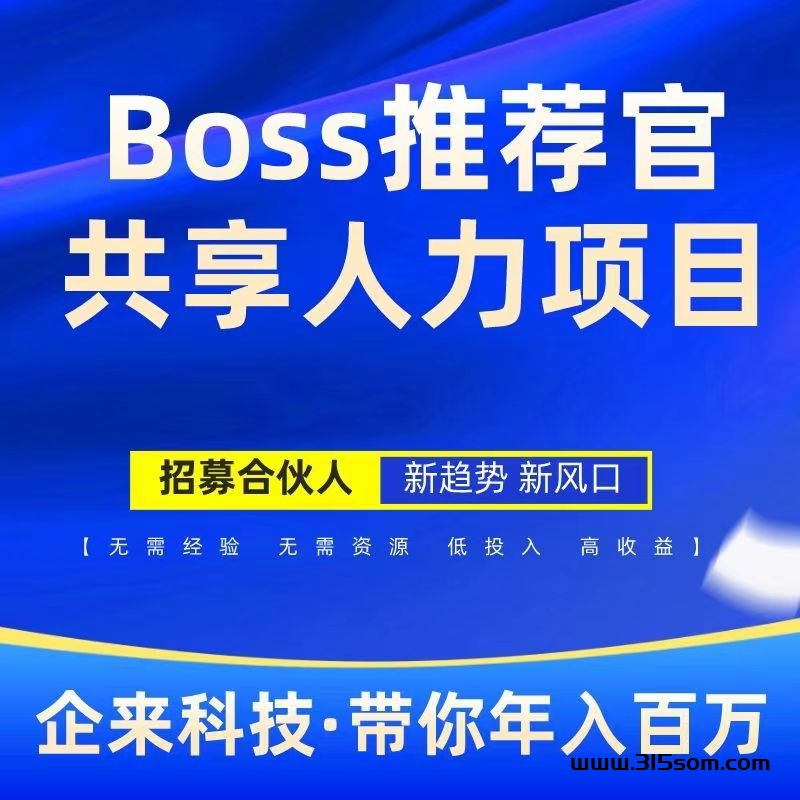 BOSS推荐官 新风口项目 新机遇 新赛道 小白也可以 速度上车 - 首码项目网-首码项目网