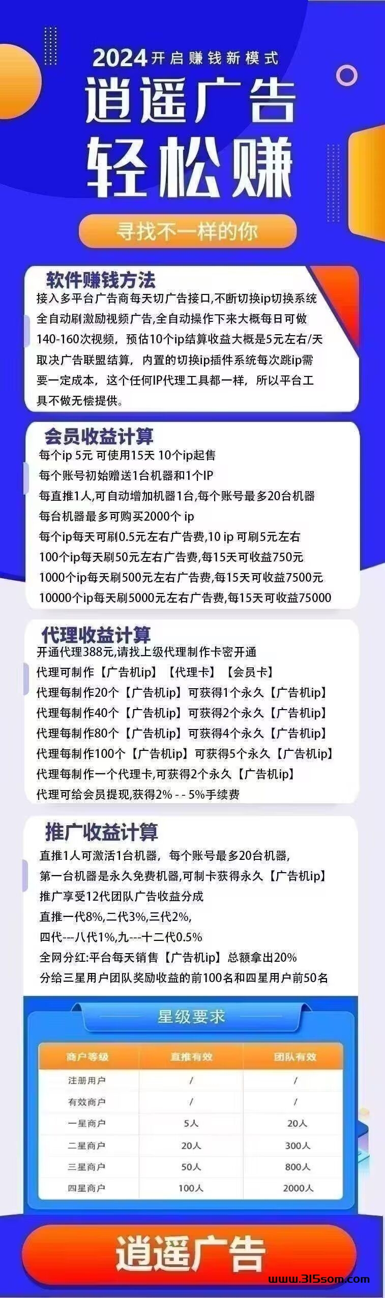 “逍遥广告”，可零撸可买ip，零撸周期长 - 首码项目网-首码项目网