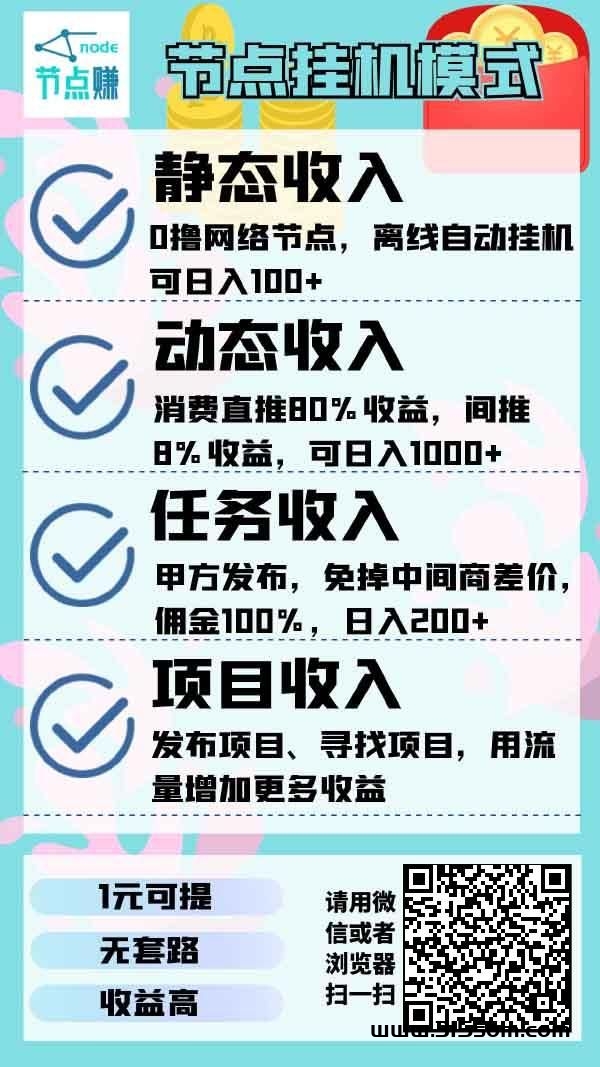 首码 节点赚 一天两个广告 圈圈模式 - 首码项目网-首码项目网