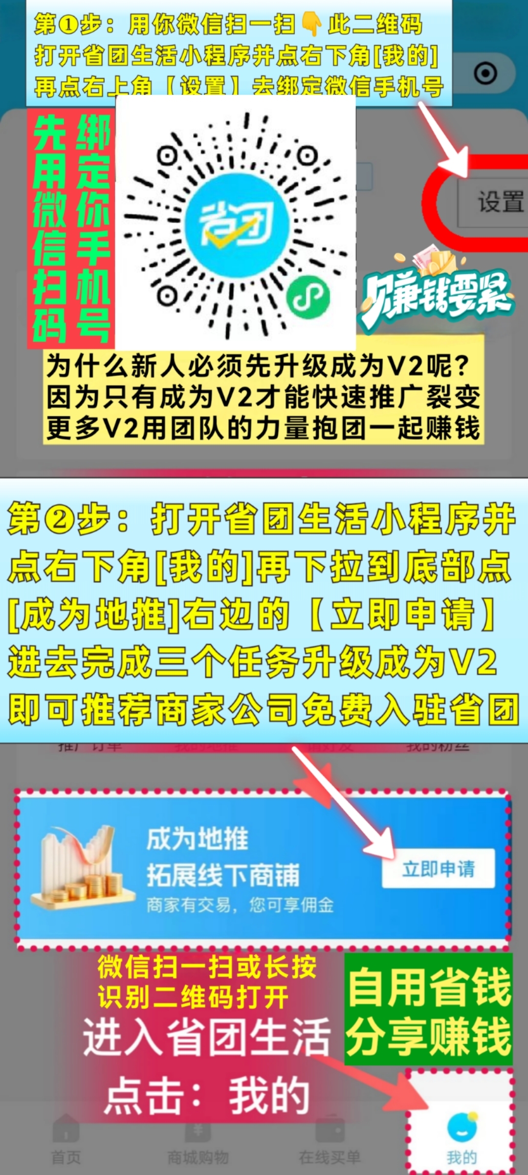 加入省团生活需升级V2地推商务的好处说明和操作教程-首码项目网